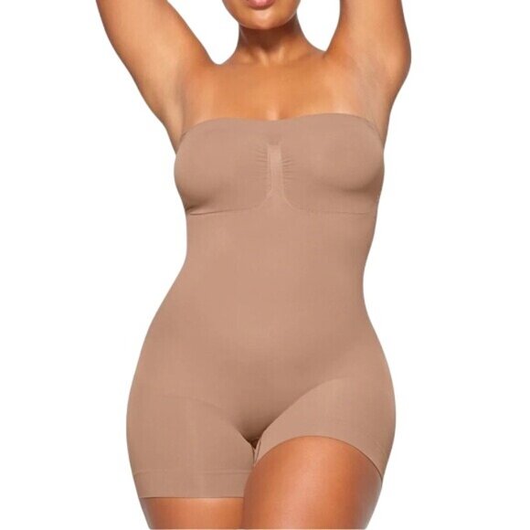 SKIMS Strapless Shortie Bodysuit Small (US 4–6) Sienna Brown NWOT MSRP $78 - Picture 5 of 7
